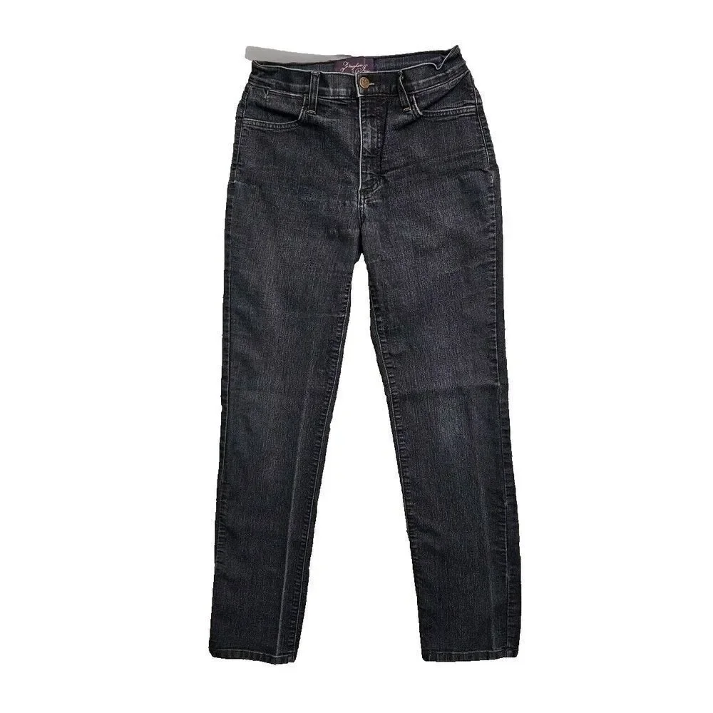 NYDJ Lift Tuck Technology Mid‎ Rise Straight Jeans Stretch Dark Blue Denim USA 6
